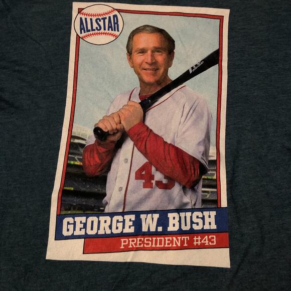 Blue George W. Bush ‘All Star Baseball Card’ Graphic Tee - Picture 4 of 5